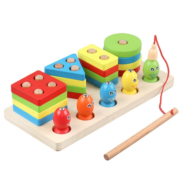 1 Set Vibrant Color Construction Four-post Fishing Toy - Preschool