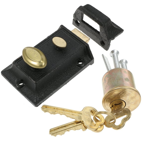1 Set Night Latch Door Lock Anti-Lock Buckle Antique Locks With Keys Bathroom Door Bolt Lock Safety Nightlatch Door Lock Suitable For Wooden Door