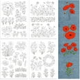 thumbnail image 1 of 1 Set Water Soluble Embroidery Patterns for Beginners 4 Sheets with 30pcs Papaver Rhoeas Patterns Wash Away Embroidery Pattern Stabilizer for Hand Sewing Lover Women Adults, 1 of 7