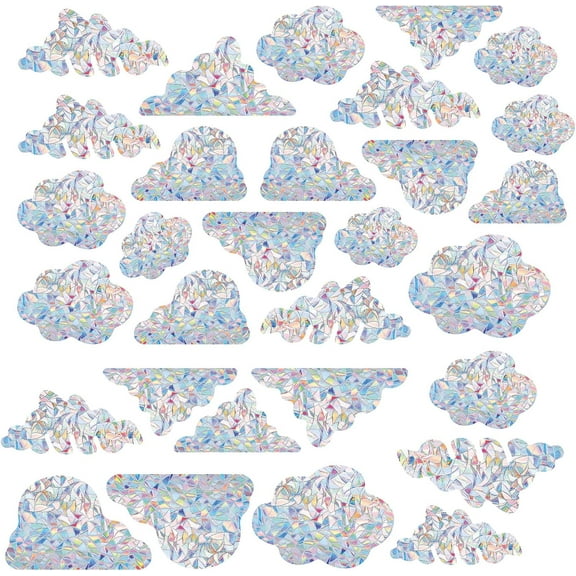 1 Set Waterproof PVC Colored Laser Stained Window Film Adhesive Stickers Electrostatic Cloud Pattern 56~98x68~157mm about 30pcs/set