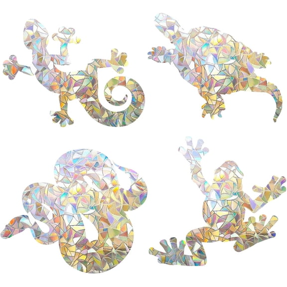 1 Set Waterproof PVC Colored Laser Stained Window Film Adhesive Stickers Electrostatic Window Stickers Animal Pattern 12cm 16pcs/set art