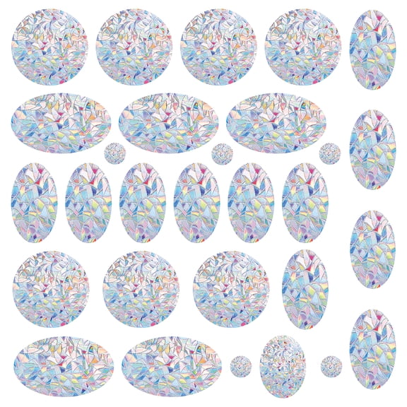 1 Set Waterproof PVC Colored Laser Stained Window Film Adhesive Stickers Electrostatic Window Stickers Flat Round & Oval Mixed Patterns