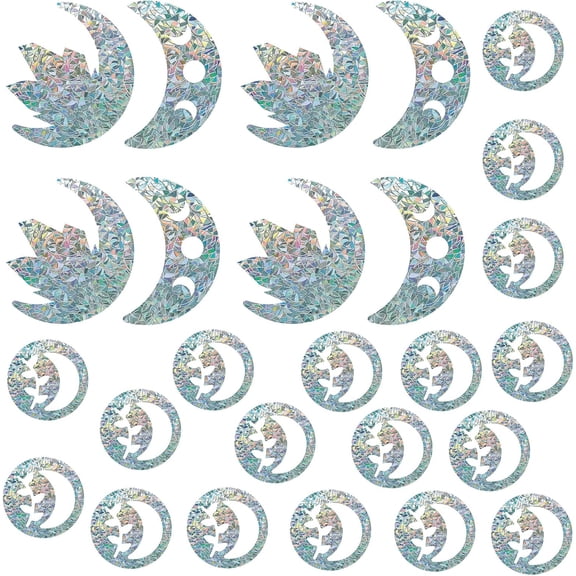 1 Set Waterproof PVC Colored Laser Stained Window Film Adhesive Stickers Electrostatic Window Stickers Moon Pattern 350x840mm creative