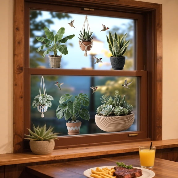 1 Set Waterproof PVC Colored Laser Stained Window Film Rainbow Electrostatic Window Decals Plants 300x1200mm