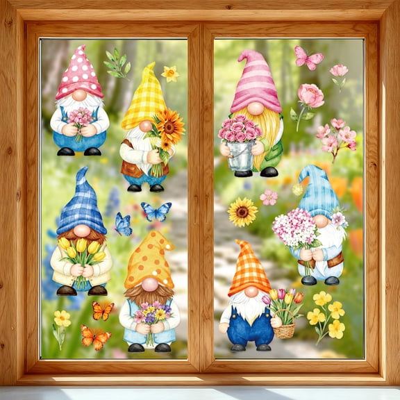 1 Set Waterproof PVC Colored Laser Stained Window Film Static Rainbow Electrostatic Window Decals Gnome 300x1200mm