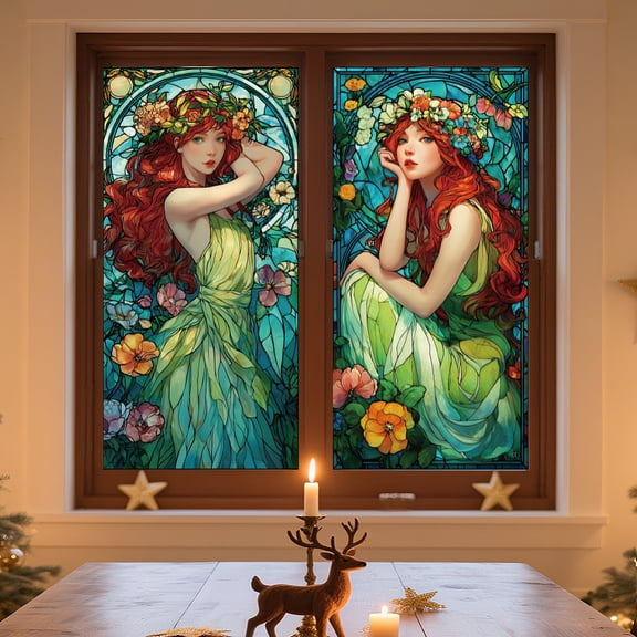 1 Set Waterproof PVC Colored Laser Stained Window Film Static Rainbow Electrostatic Window Decals Human 300x1200mm