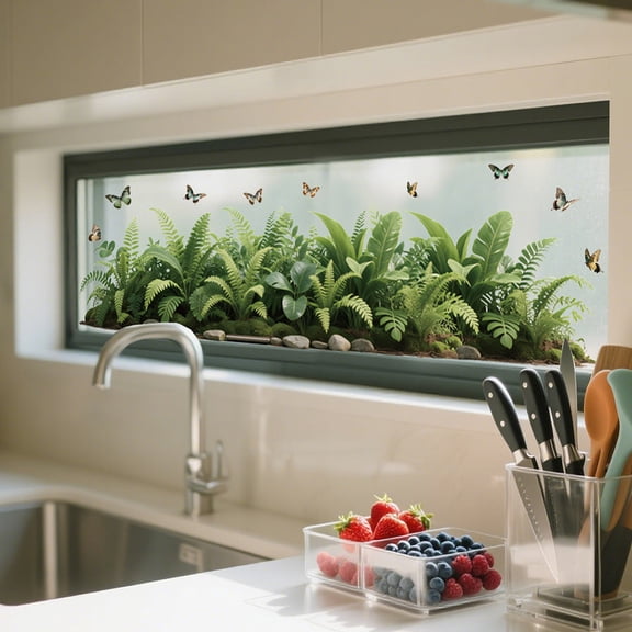 1 Set Waterproof PVC Colored Laser Stained Window Film Static Rainbow Electrostatic Window Decals Plants 300x1200mm