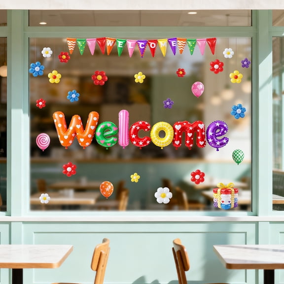 1 Set Waterproof PVC Colored Laser Stained Window Film Static Rainbow Electrostatic Window Decals Word 300x1200mm