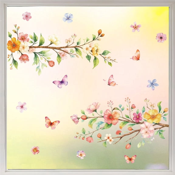 1 Set Waterproof PVC Colored Laser Stained Window Film Static Stickers Rainbow Electrostatic Flower 300x1200mm
