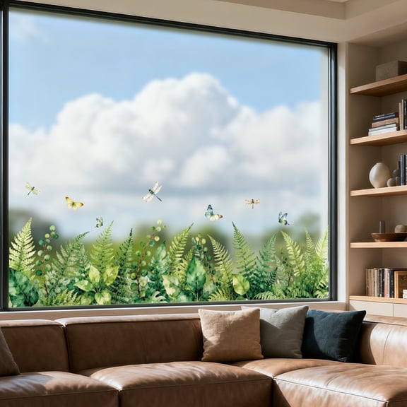 1 Set Waterproof PVC Colored Laser Stained Window Film Static Stickers Rainbow Electrostatic Plants 300x1200mm