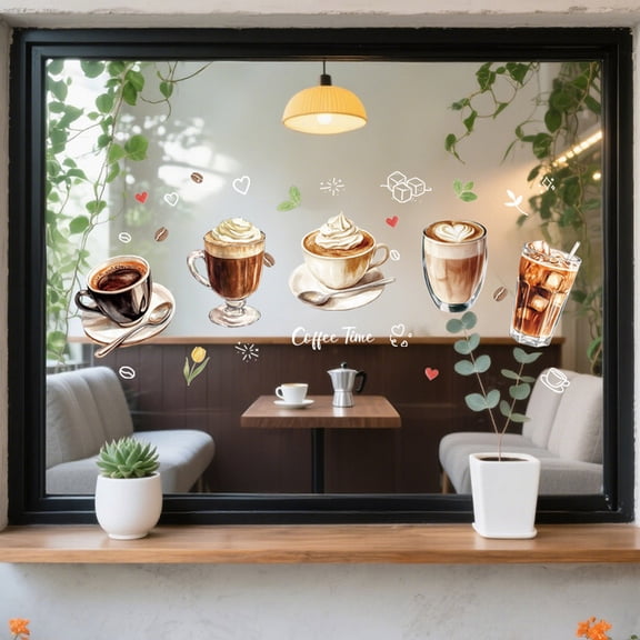 1 Set Waterproof PVC Colored Laser Stained Window Film Static Stickers Rainbow Electrostatic Window Decals Coffee 300x1200mm