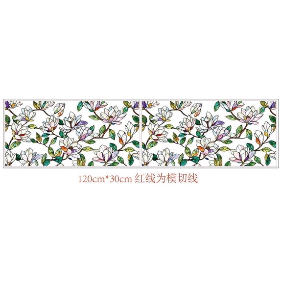 1 Set Waterproof PVC Colored Laser Stained Window Film Static Stickers Rainbow Electrostatic Window Decals Flower 300x1200mmDIY