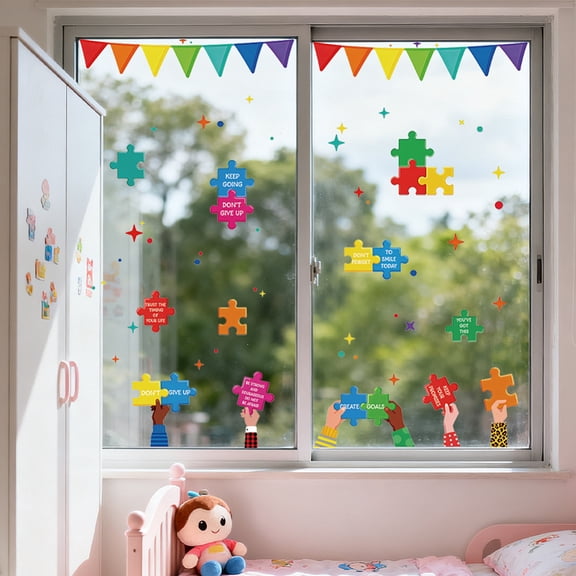 1 Set Waterproof PVC Colored Laser Stained Window Film Static Stickers Rainbow Electrostatic Window Decals Puzzle 300x1200mm