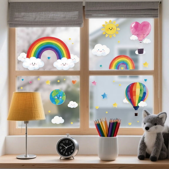 1 Set Waterproof PVC Colored Laser Stained Window Film Static Stickers Rainbow Electrostatic Window Decals Rainbow 300x1200mm
