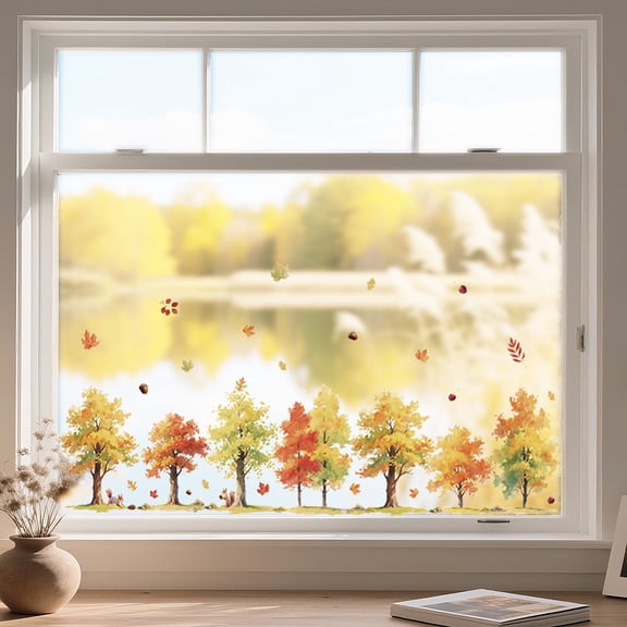 1 Set Waterproof PVC Colored Laser Stained Window Film Static Stickers Rainbow Electrostatic Window Decals Tree 300x1200mm