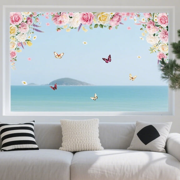 1 Set Waterproof PVC Colored Laser Stained Window Film Static Stickers Rainbow Electrostatic Window Flower 300x1200mm