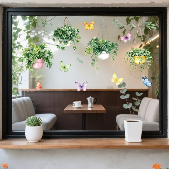 1 Set Waterproof PVC Colored Laser Stained Window Film Static Stickers Rainbow Electrostatic Window Plants 300x1200mm