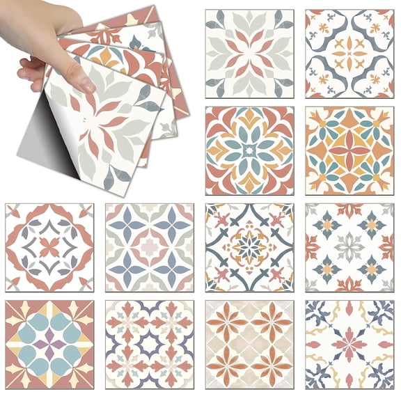 1 Set Waterproof PVC Tile Stickers for Kitchen Bathroom Waterprrof Wall Tiles Square Colorful 100x100mm 12 style 3pcs/style 36pcs/set