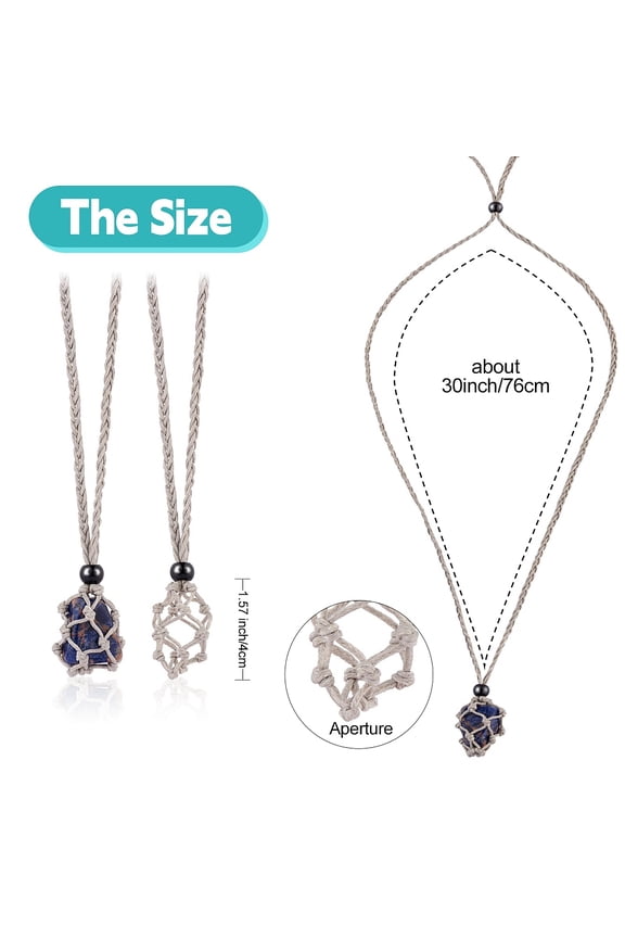 1 Set Waxed Cotton Thread Cords Macrame Pouch Necklace Making Adjustable Glass Beads Interchangeable Stone Necklace Dark Gray 30 inch(76cm) 2pcs/set