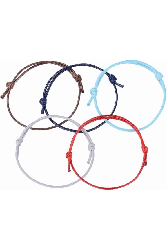 1 Set Waxed Polyester Cord Weave Bead Bracelets Mixed Color Jewelry Making Bracelets Polyester Bead Bracelets DIY