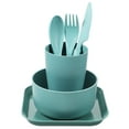 thumbnail image 1 of 1 Set Wheat Straw Tableware Set Unbreakable Dinnerware Kitchen Cutlery Set, 1 of 11