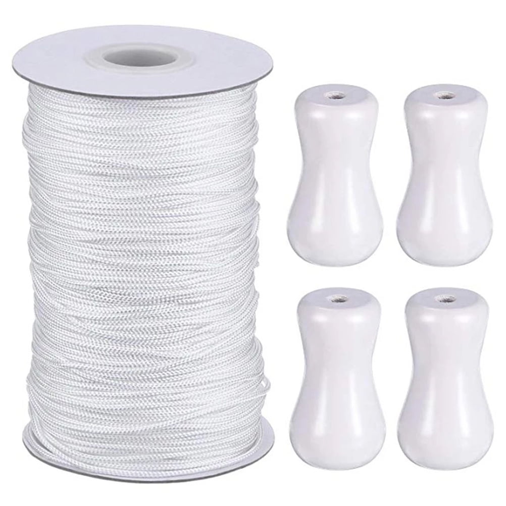 1 Set White Braided Lift Shade Cord with White Wood Cord Tassels Crafts