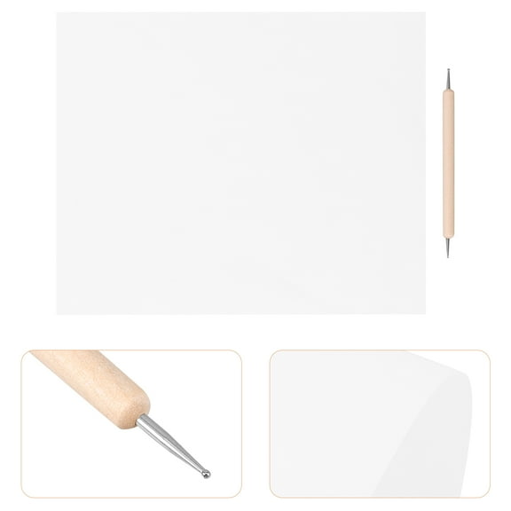 1 Set White Transfer Paper Racing Paper Graphite Copy Paper with Embossing Stylus Dotting Tools for Wood Paper Canvas Cloth