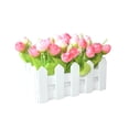 thumbnail image 1 of 1 Set White Wooden Fence Artificial Flower Floral Holder Home Garden Decor, 1 of 7