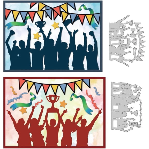 1 Set Winner Cutting Dies Celebrate Dies Cut Metal Die Cuts Embossing Stencils Template Dies for Card Making Decoration DIY Scrapbooking Photo Album Arts Paper Crafts Greeting Card Supplies