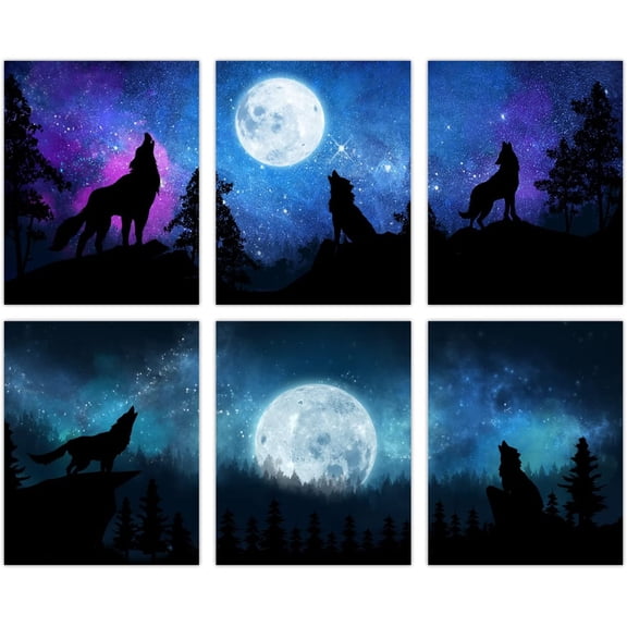 1 Set Wolf Canvas Wall Art Unframed Prints Art 6 Styles Landscape Themed Decorative Painting Pictures