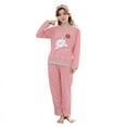 thumbnail image 1 of 1 Set Women Nightwear Sexy Cartoon Print Long Sleeve Pajama Set Plus Size Home Clothes Pink M, 1 of 5