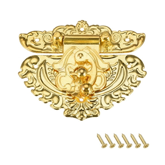 1 Set Wood Case Chest Box Clasp Closure Hasp Latches Gold Tone 86 x 76mm