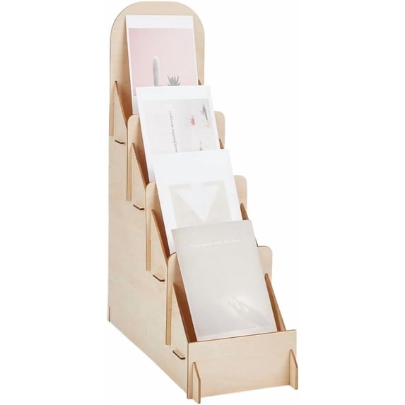 1 Set Wood Display Stand Greeting Card Display 5-Tiered Rack Wooden ...