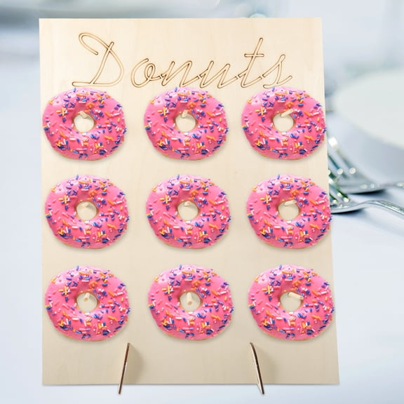 Beige Wooden Donut Stand with Elegant Design and Sturdy Structure, Perfect for Party Display and Storage, 1 Set
