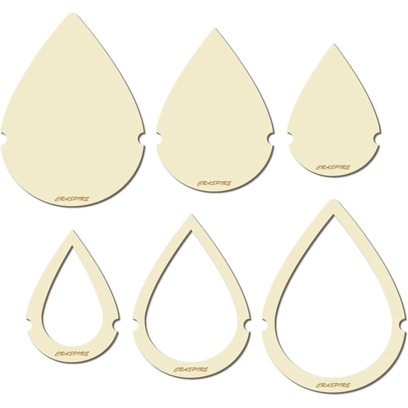 1 Set Wood Hoop Rings Macrame for DIY Craft Making Home Wall Hanging Wreath Decoration Teardrop 158~230x110~170x3mm 6pcs/set for Handmade
