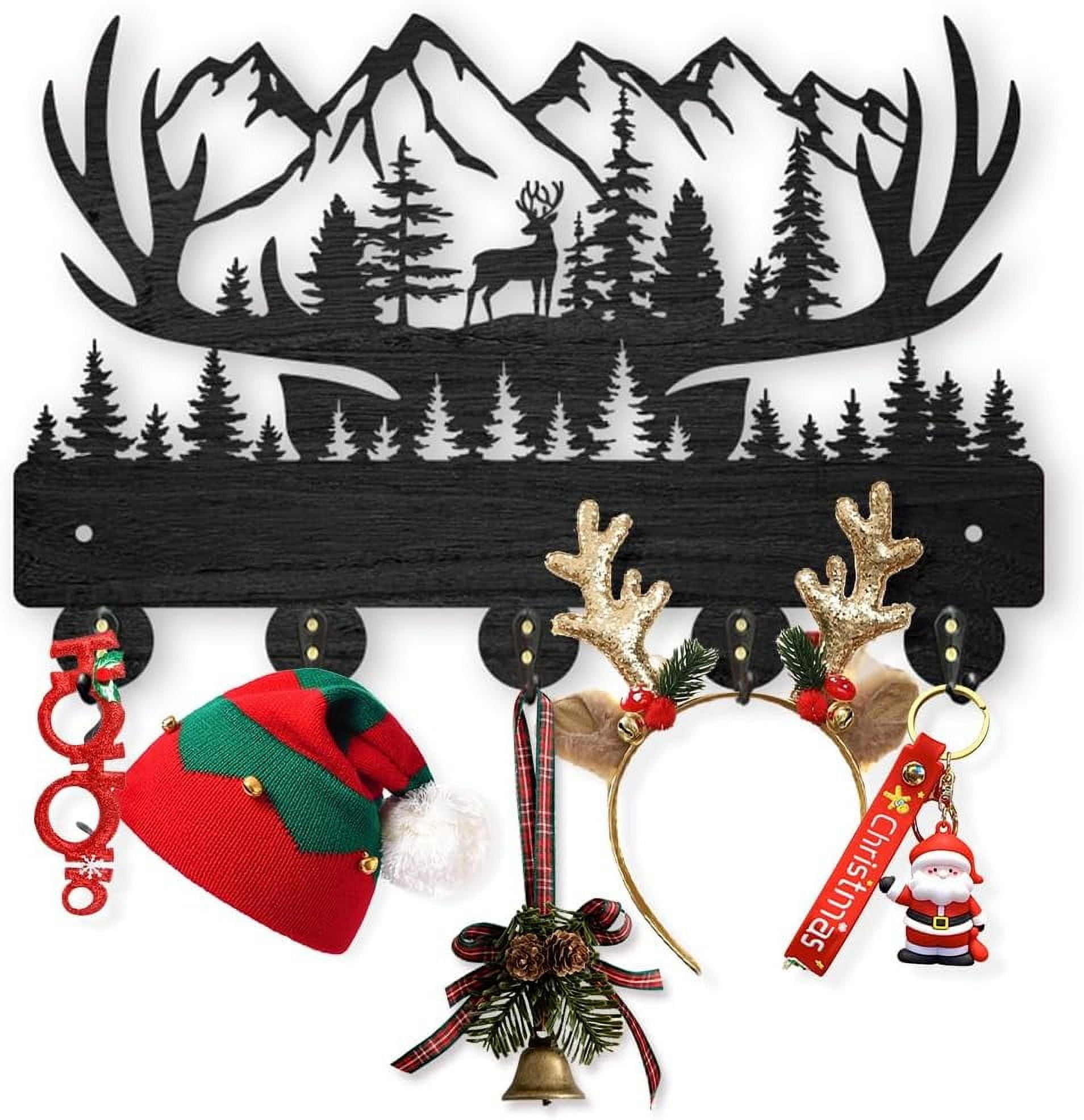 1 Set Wood Iron Wall Mounted Hangers Decorative Organizer Rack with ...