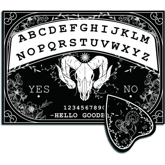 1 Set Wood Spirit Board Pendulum Board Wooden Talking Boards with Planchette Black Dowsing Divination Kit Game Spirit Hunt Metaphysical Message Decor for Wicca Pagan 11.8 x 8.3 Inch-Goat