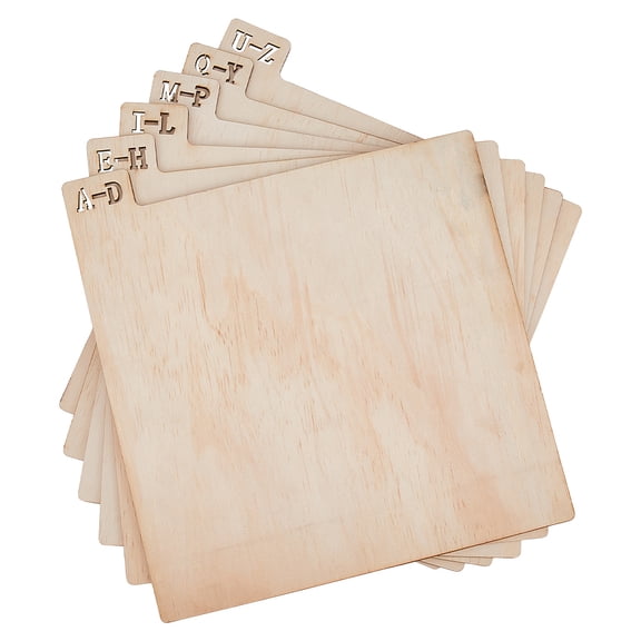 1 Set Wood Vinyl Record Divider Alabet Separator Letter Organizer for Album CD DVD Media Book Shelf Storage PapayaWhip Square 320x301x3.5mm 6pcs/set