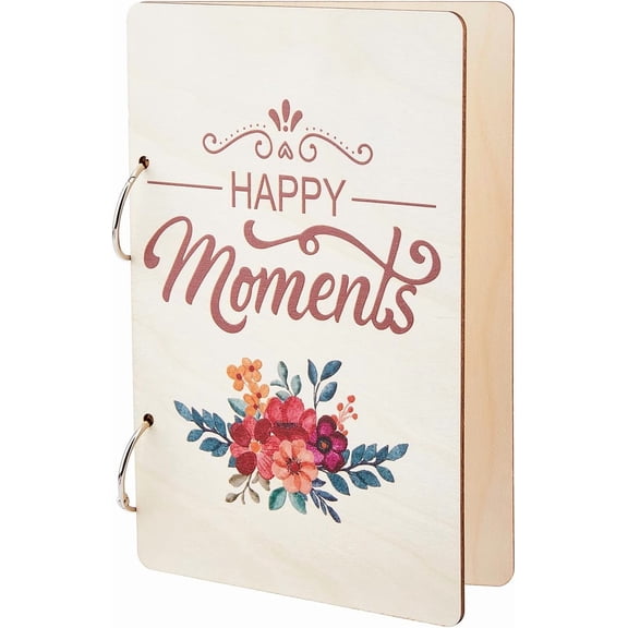 1 Set Wooden 2-Ring Loose Leaf Binder Postcard Phote Album Cover 2Pcs Iron Loose Leaf Book Binder Hinged Rings Leaf 240x160x25mm Hole: 5mm
