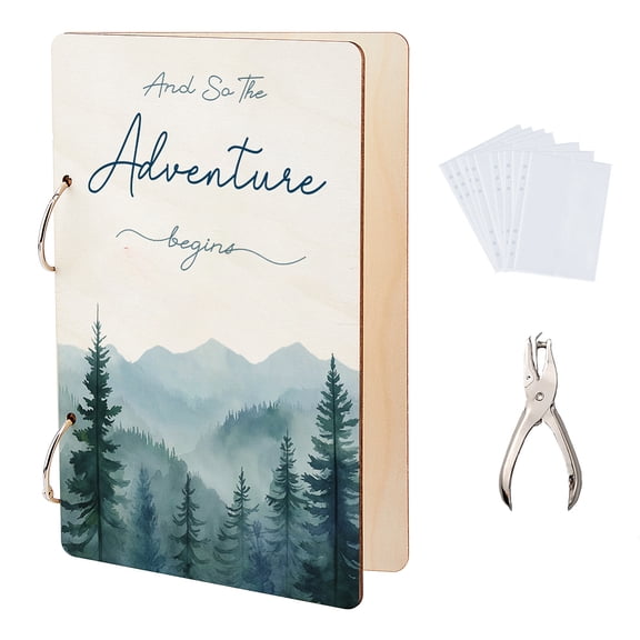 1 Set Wooden 2-Ring Loose Leaf Binder Postcard Phote Album Cover Mountain 240x160x2.5mm Hole: 5mm 2pcs/setDIY
