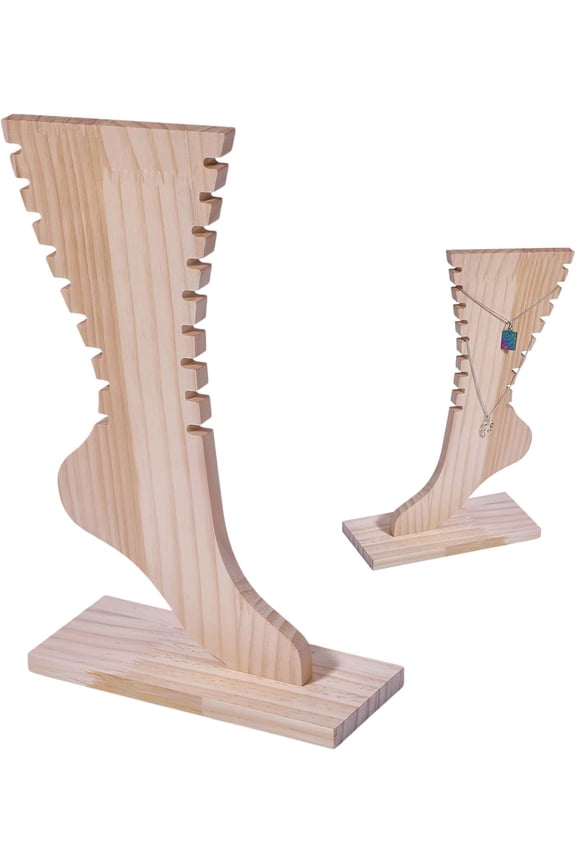 1 Set Wooden Anklets Display Stands for Anklets Display Foot Shape Moccasin Finished Product: 19x8x30.5cm
