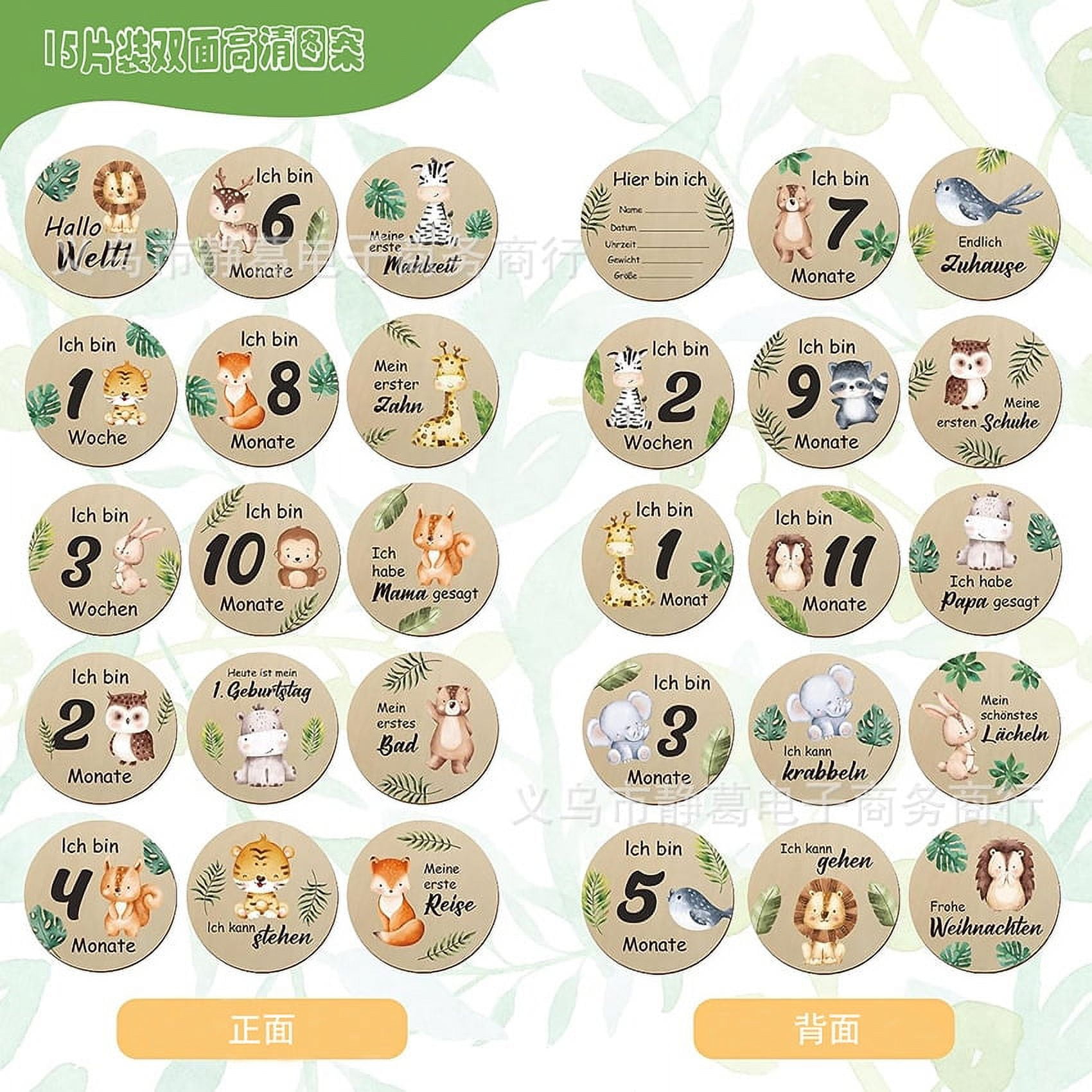 1 Set Wooden Baby Monthly Milestone Cards Baby Monthly Milestone Marker ...