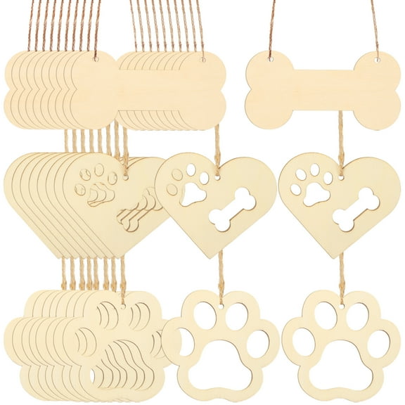 1 Set Wooden Bone Claw Heart Shaped Tag Creative Gift Packing Tag DIY Label Decoration with Rope