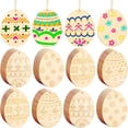 thumbnail image 1 of 1 Set Wooden Crafts Lovely Cartoon Egg-shaped DIY Easter Wood Ornaments Holiday Supplies, 1 of 8