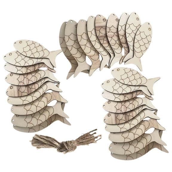 1 Set Wooden Cutouts Unfinished Wood Cutouts Wooden Cutouts For Crafts Wooden Fish Pendant Unfinished Fish Shaped Wood Chip
