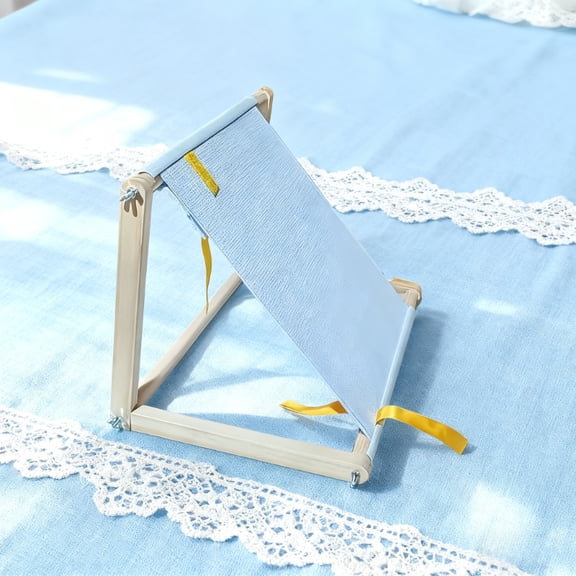 1 Set Wooden Embroidery Stand, Adjustable Cross Stitch Frame Holder for Needlepoint Quilting and Sewing DIY Projects, Tabletop Embroidery Frame with Stable Base and Fabric Straps