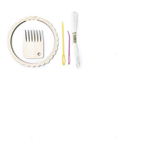 1 Set Wooden Mini Weaving Loom Kits with 2Pcs Plastic Needles 1 Bundle Wool Threads Hand Knitting Tools Flat Round 10.3x0.5cm