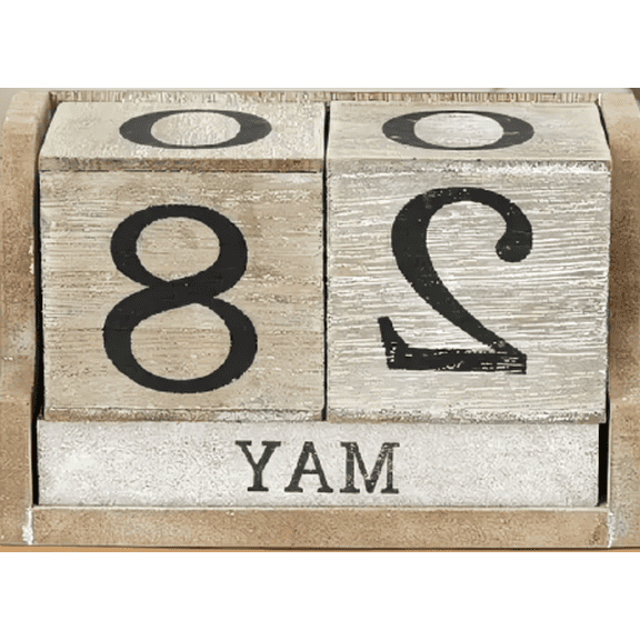 1 Set Wooden Perpetual Block Calendar, Month Date Display Blocks for Desk, and Office, Rustic Farmhouse Style, 5 x 4 In
