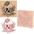 thumbnail image 1 of 1 Set Wooden Rubber Stamp Skull Flower Decorative Wood Stamps Vintage Wood Mounted Rubber Stamps for Card Making DIY Art Crafts Scrapbooking Journal Diary Letter Planner, 1 of 6