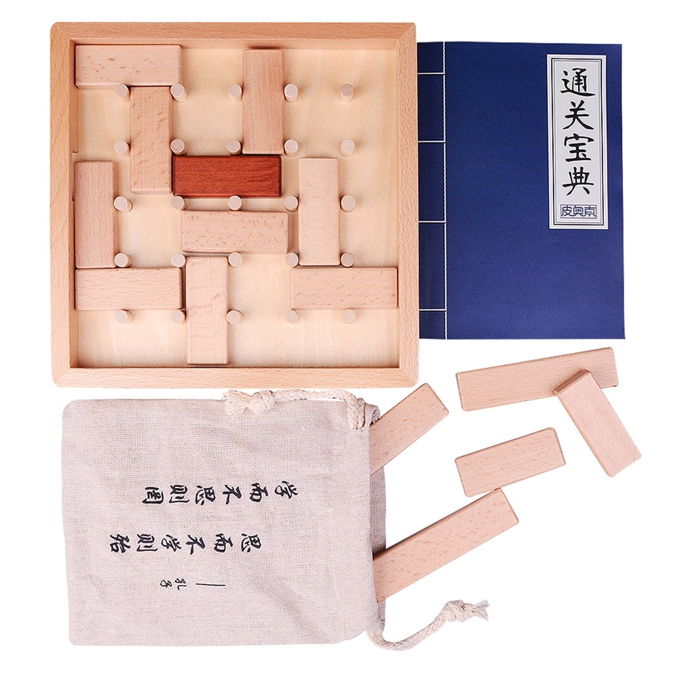 1 Set Wooden Sliding Block Puzzle Brain Teasers Brain Games Klotski